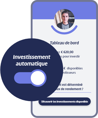 Dashboard d'un investisseur, avec l'investissement automatique activé.